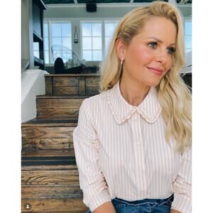 Candace Cameron Bure Ruffle Collar Long-Sleeve Shirt Size Small